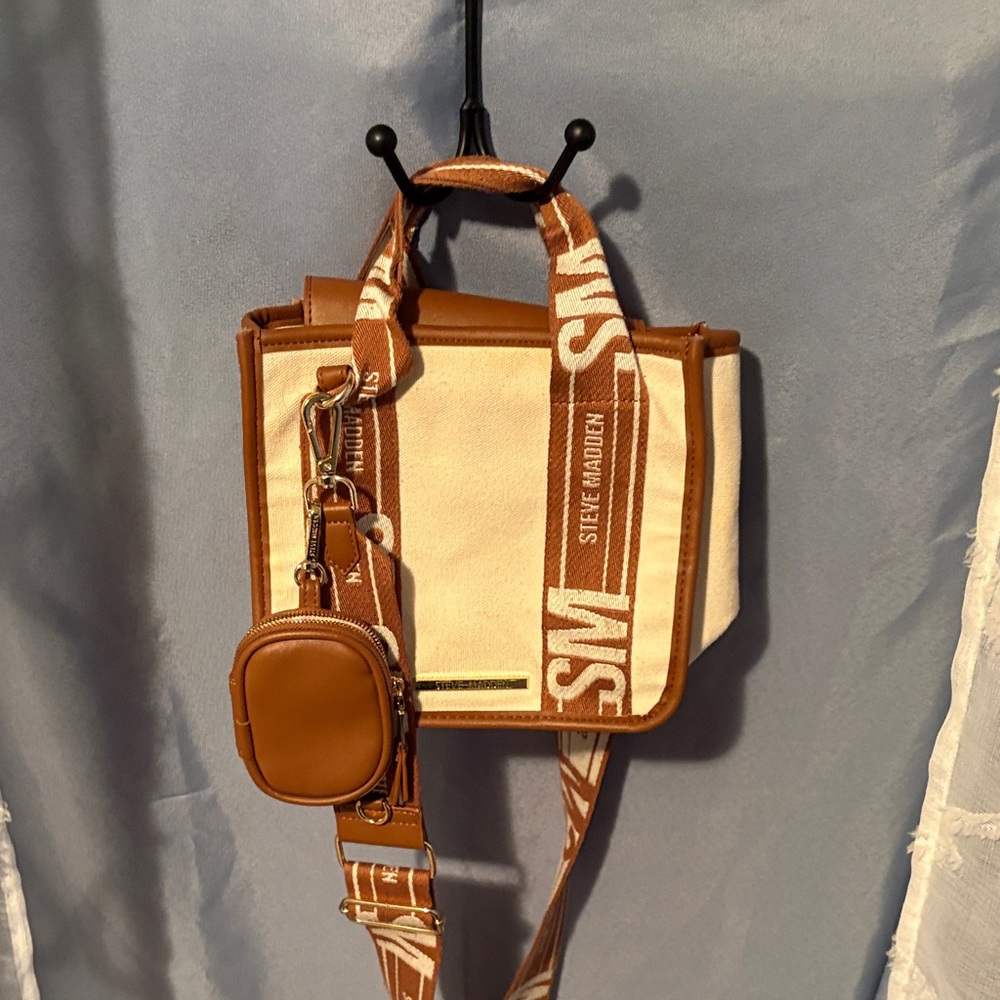Steve Madden Brown and Cream Messenger Bag